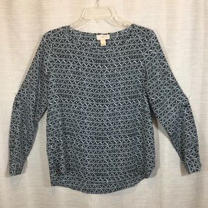 Ann Taylor Loft blk/wht long sleeve blouse sz S/P